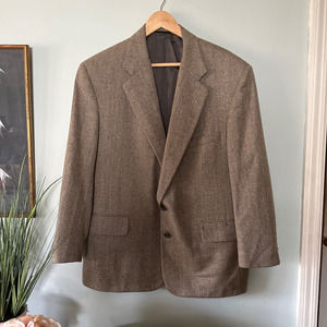 FILO AMANO TOM JAMES Hand Tailored Mens Herringbone Tweed Blazer 48" Chest READ